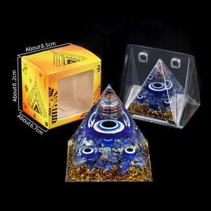 Eye of Protection Orgonite Pyramid – Crystal Energy & Chakra Healing Tool (6cm)