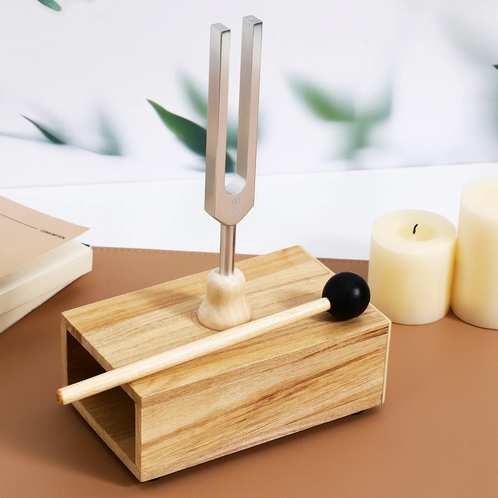 528Hz Frequency Healing Tuning Fork Set with Wooden Resonance Box & Mallet