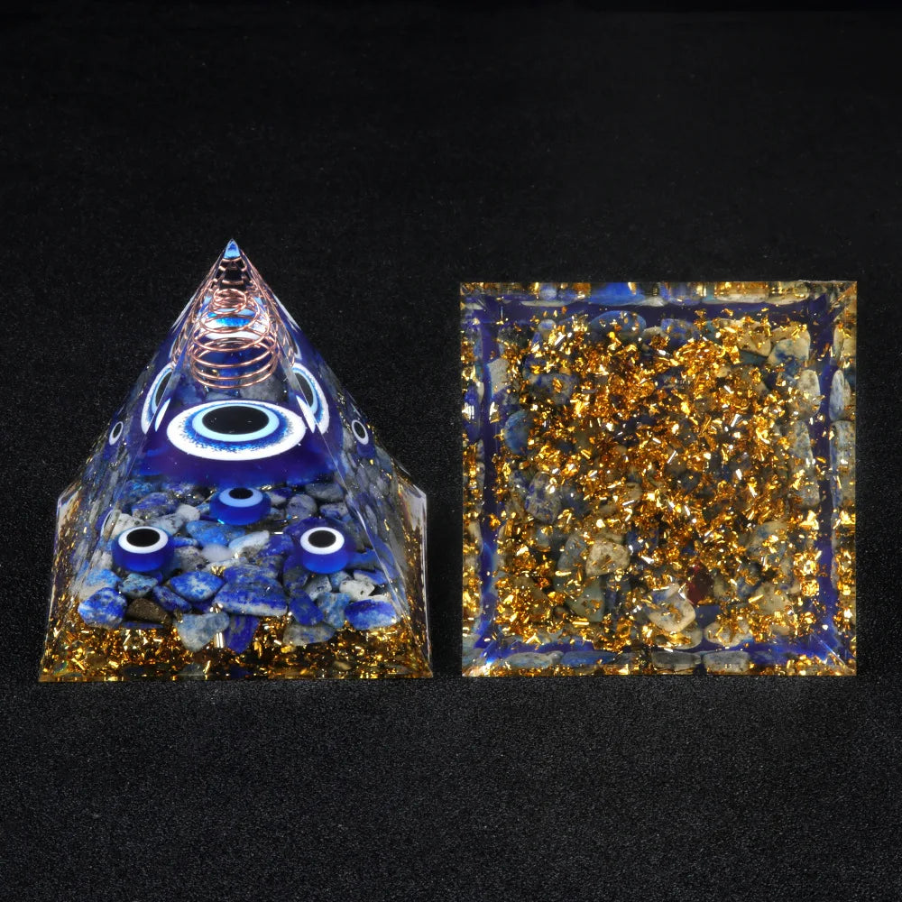 Eye of Protection Orgonite Pyramid – Crystal Energy & Chakra Healing Tool (6cm)