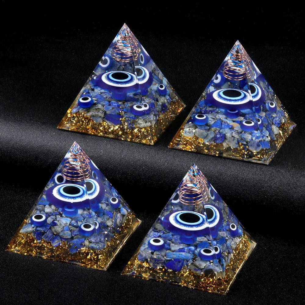 Eye of Protection Orgonite Pyramid – Crystal Energy & Chakra Healing Tool (6cm)