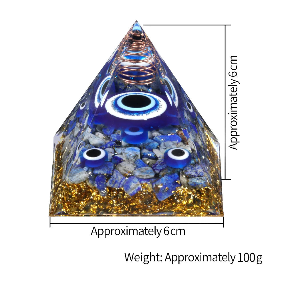 Eye of Protection Orgonite Pyramid – Crystal Energy & Chakra Healing Tool (6cm)
