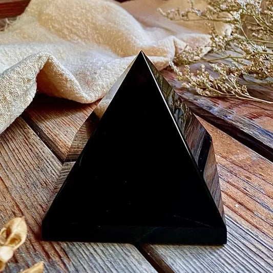 Natural Obsidian Pyramid – Reiki Energy Stone for Balance & Protection