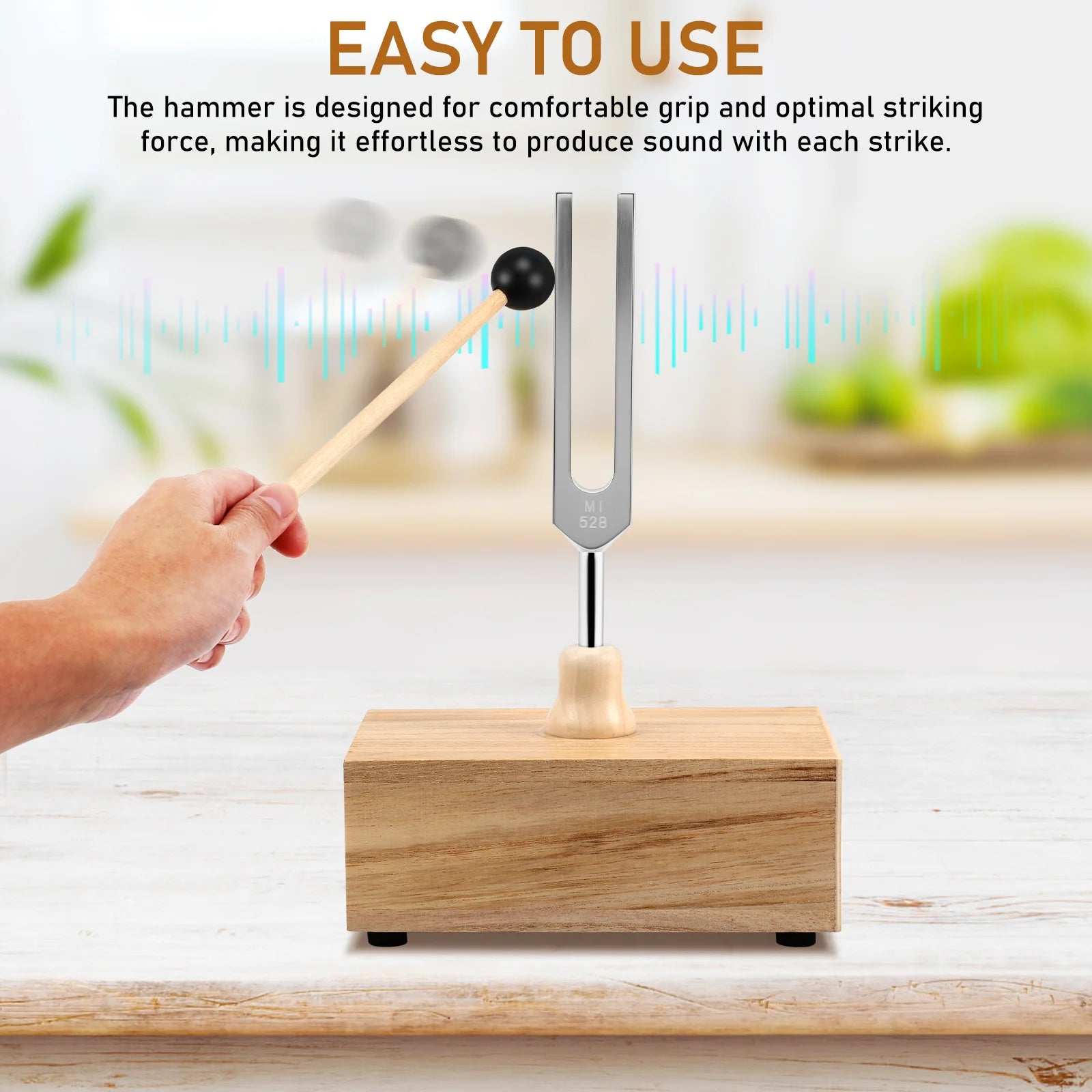 528Hz Frequency Healing Tuning Fork Set with Wooden Resonance Box & Mallet