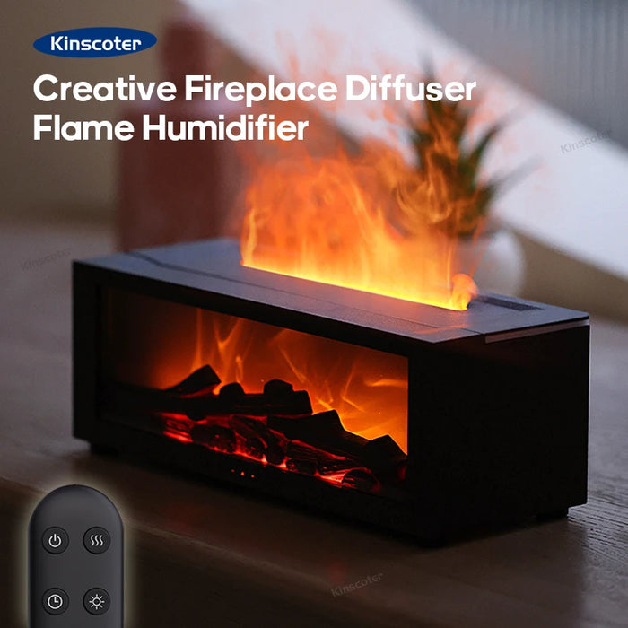 Fireplace-Inspired Diffuser – Colorful Flame LED Humidifier for Aromatherapy & Ambience