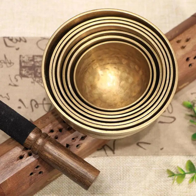 7 Pcs Brass & Metal Handcraft Tibetan Singing Bowls