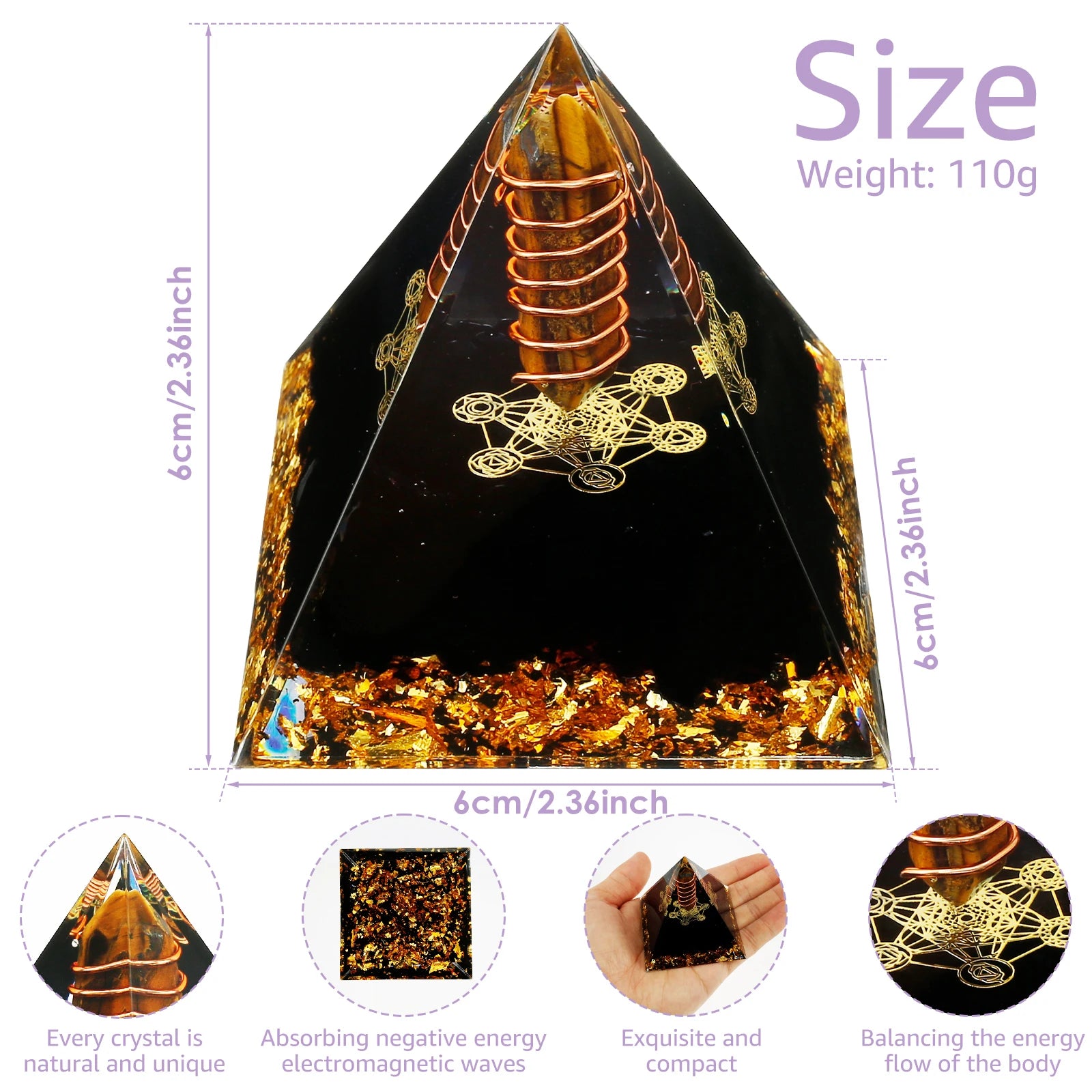 3D Crystal Reiki Energy Pyramid – Handmade for Balance, Healing & Spiritual Protection
