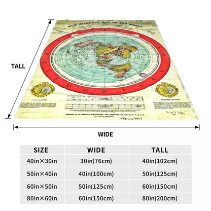 Soft and Durable Camping Blanket - Gleason 1892 Flat Earth Map Throw, Nature Flannel Bedspread, Bedroom Graphic Sofa Bed Cover