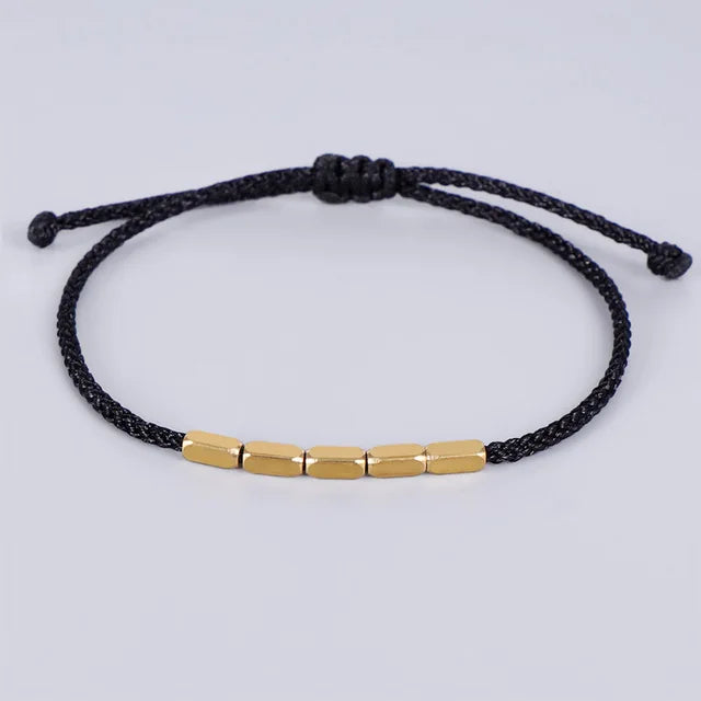 Tibetan Buddhist Creative Irregular Copper Beads Red Black Rope Pulling Bracelet for Women Men Handmade Knots Thread Bracelets