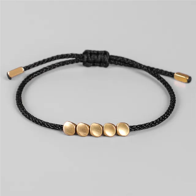 Tibetan Buddhist Creative Irregular Copper Beads Red Black Rope Pulling Bracelet for Women Men Handmade Knots Thread Bracelets