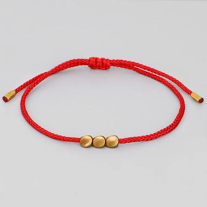 Tibetan Buddhist Creative Irregular Copper Beads Red Black Rope Pulling Bracelet for Women Men Handmade Knots Thread Bracelets