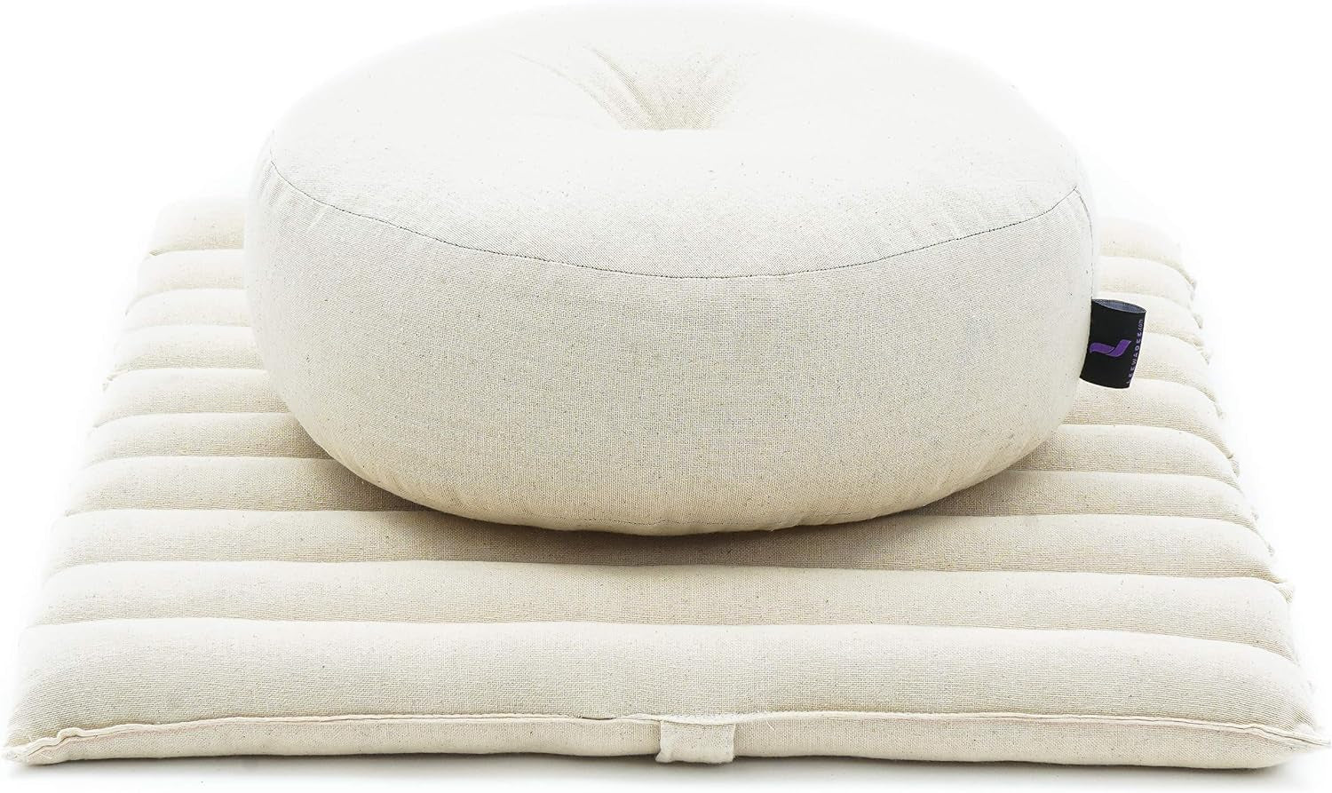 Compact Meditation Cushion Set — Small Zafu & Roll-Up Zabuton with Kapok Fill