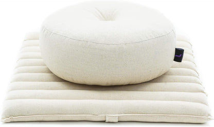Compact Meditation Cushion Set — Small Zafu & Roll-Up Zabuton with Kapok Fill