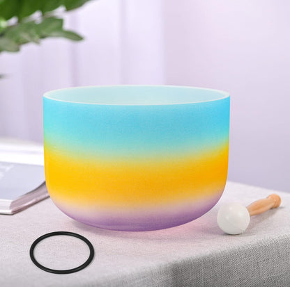 10-Inch G Note Quartz Crystal Singing Bowl Kit – 440Hz Rainbow Blue, Includes Free O-Ring & Mallet for Sound Healing, Meditation & Yoga