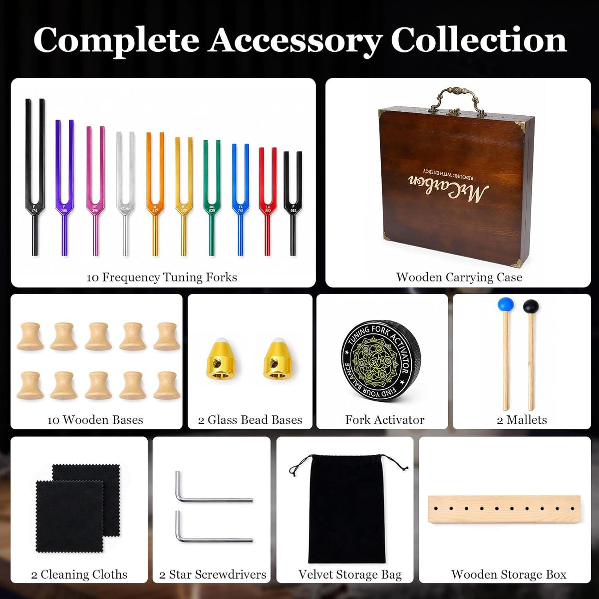 Solfeggio Tuning Fork Set — Spectrum of Sound | 10 Frequencies