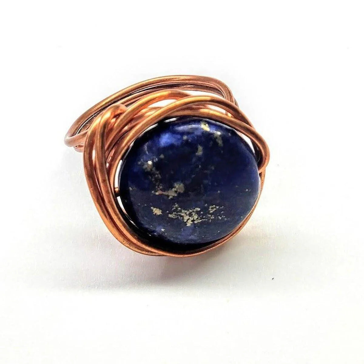 Wire Wrapped Lapis Lazuli Copper Ring