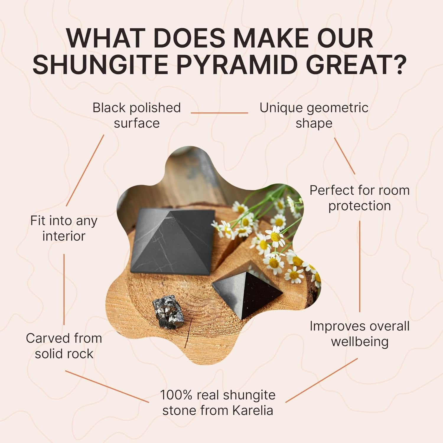 Shungite Protection Pyramid – 2" (5 cm)