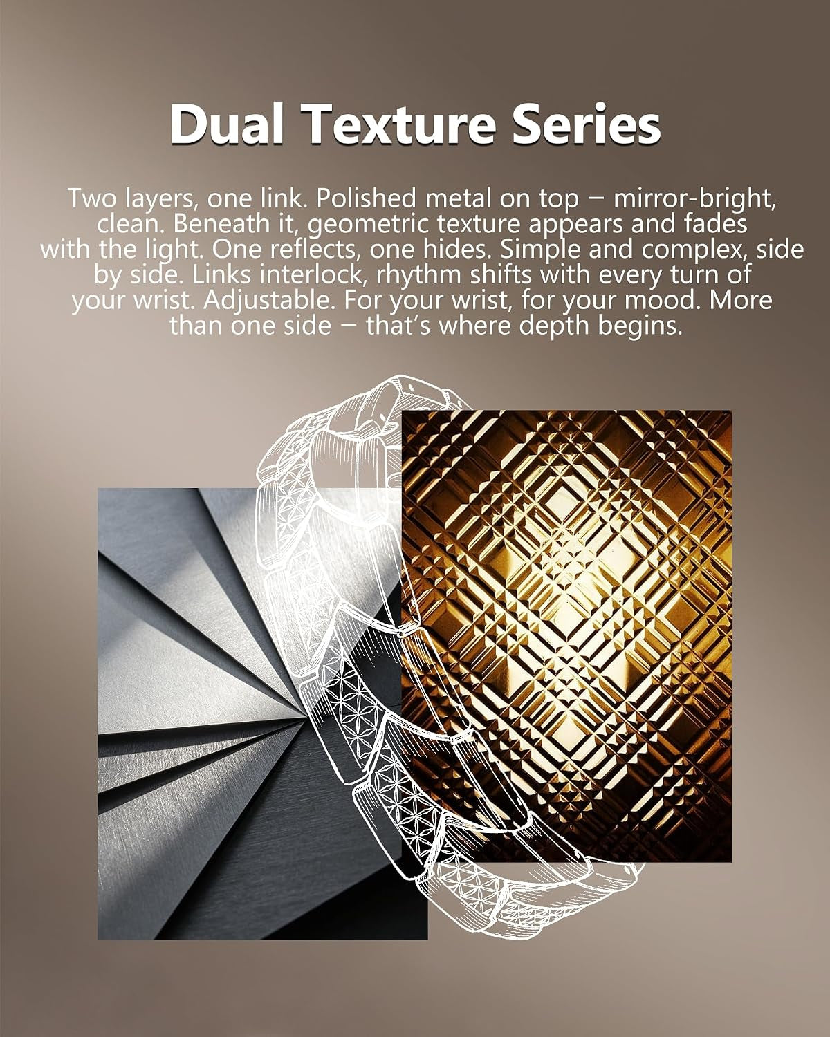 Copper Link Bracelet — Geometric Current | Dual Texture