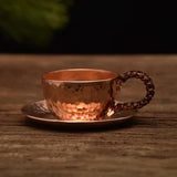 1Pc Handmade Thickened Pure Copper Water Tea Wine Espresso Cup with Copper Dishes Anti-Scalding Handle