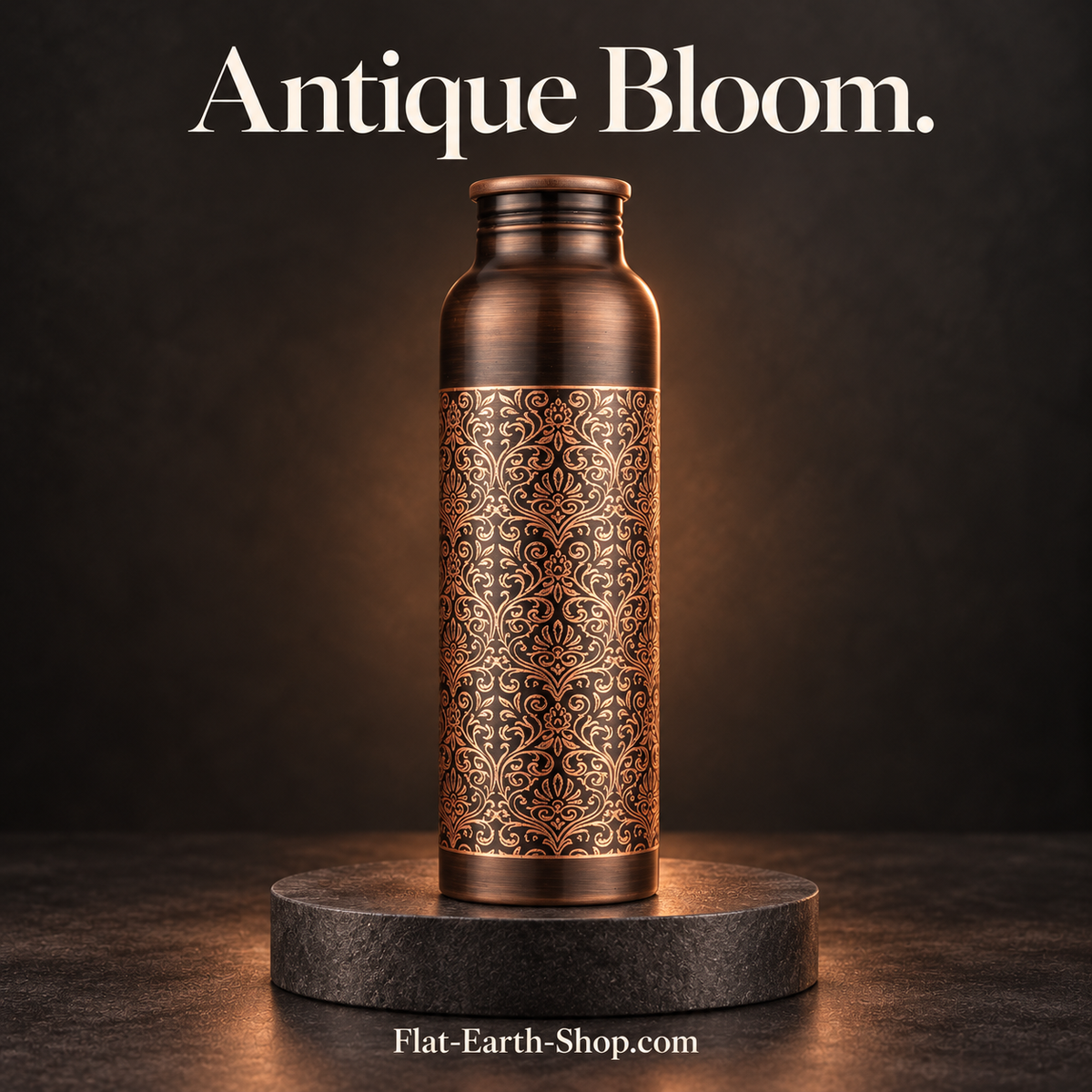 antique bloom copper product on a dark studio background