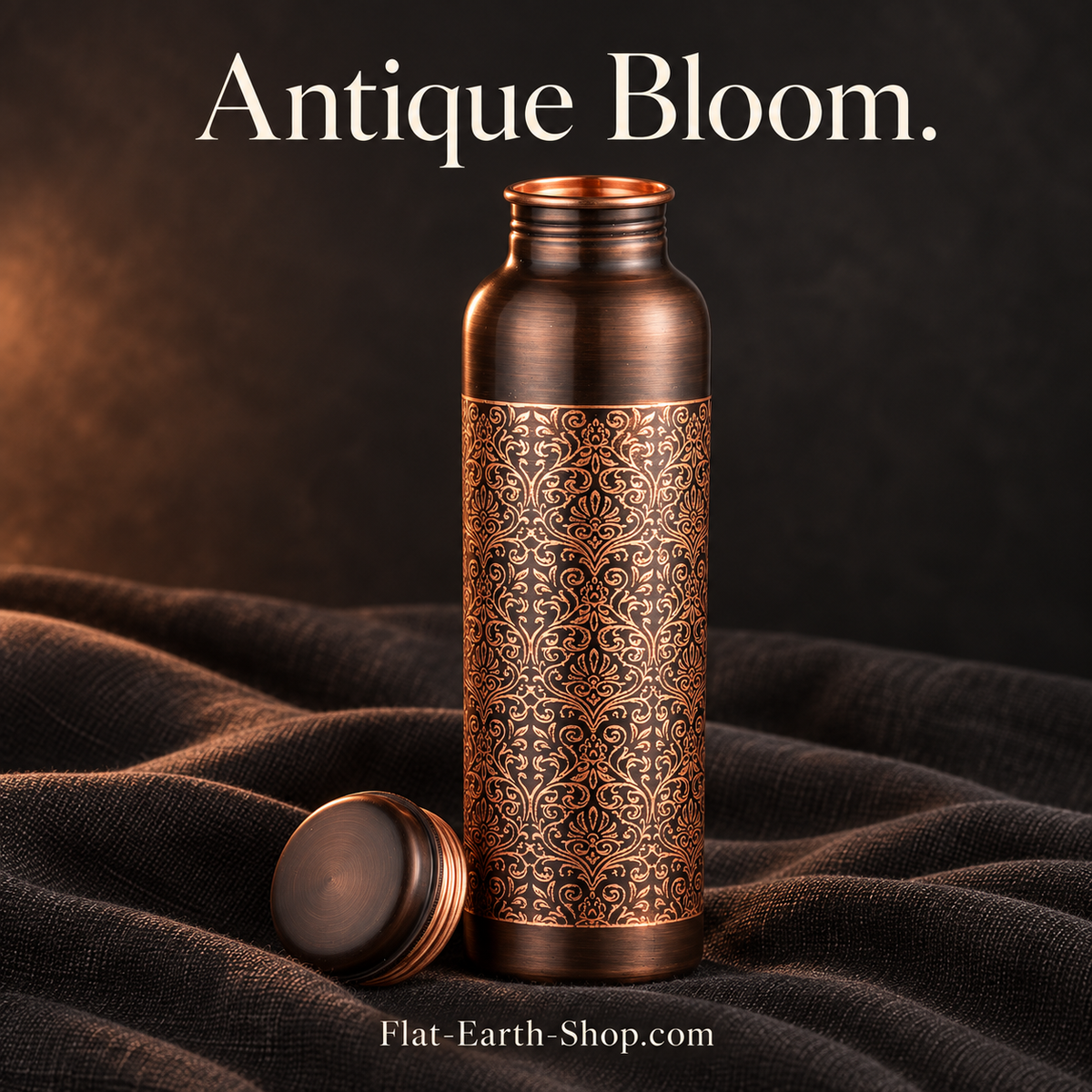 antique bloom copper product on a dark studio background