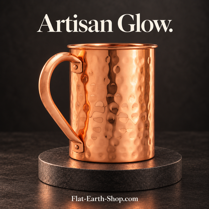 artisan glow copper drinkware in a dark studio scene