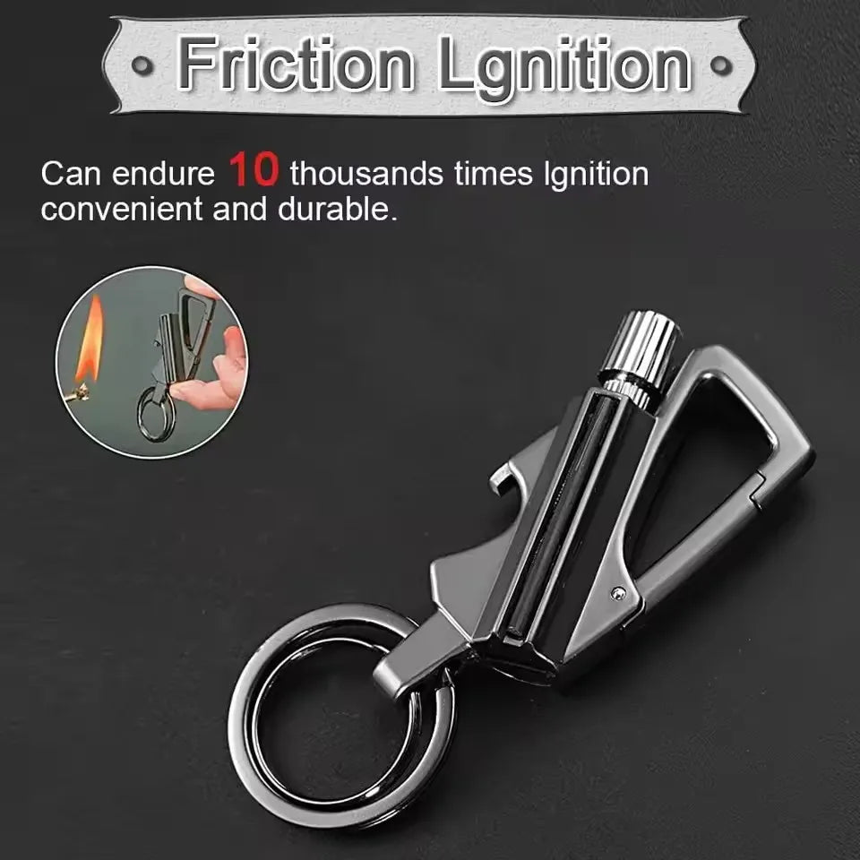 Kerosene Lighter Keychain – 3-in-1 Bottle Opener, Fire Starter & EDC Survival Tool