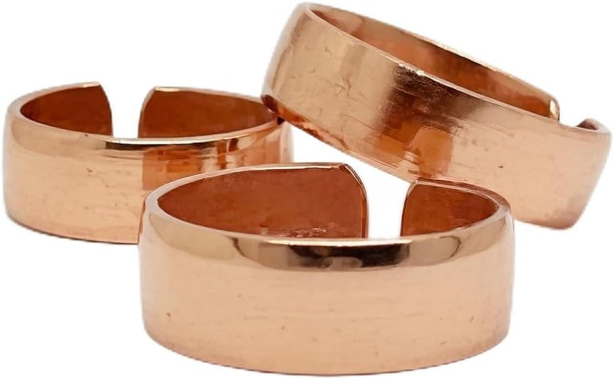 Copper Ring Set — Earthen Bloom | 3 Carved Rings