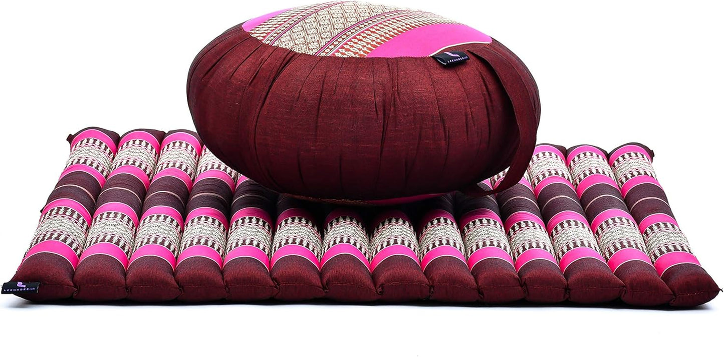 Meditation Cushion Set — Zafu & Roll-Up Zabuton with Kapok Fill