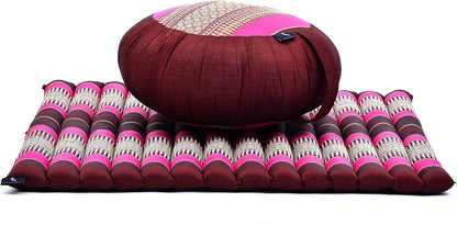Meditation Cushion Set — Zafu & Roll-Up Zabuton with Kapok Fill