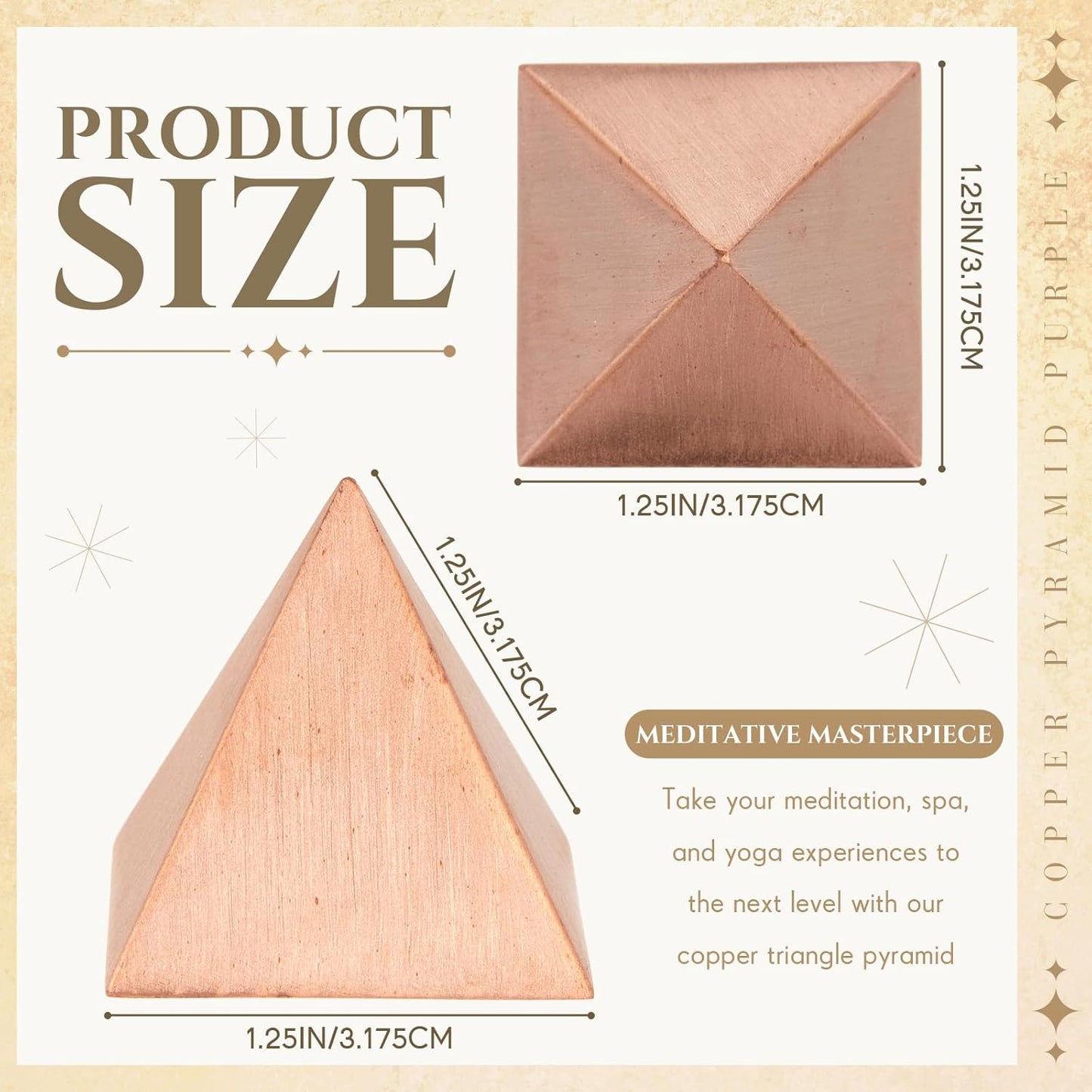 Solid Copper Giza Pyramid 🔺 Purple Gold Energy Amplifier (1.25”)