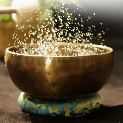 Large Tibetan Malang Singing Bowl Set — Vintage Brass & Copper Sound Healing Instrument for Meditation & Sacred Spaces