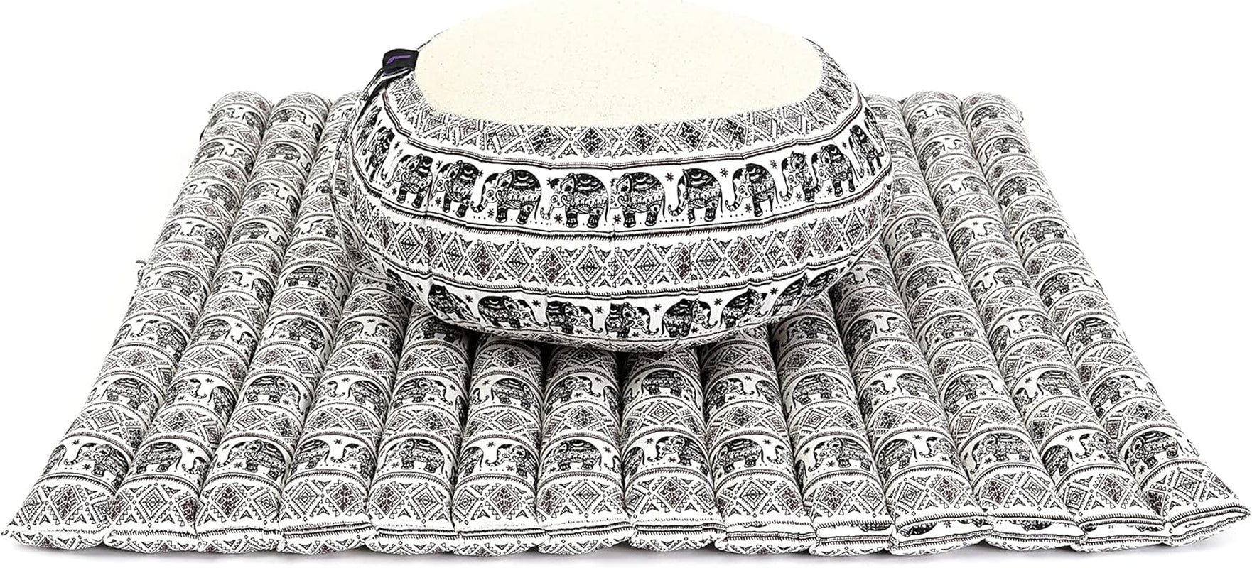 Meditation Cushion Set — Zafu & Roll-Up Zabuton with Kapok Fill