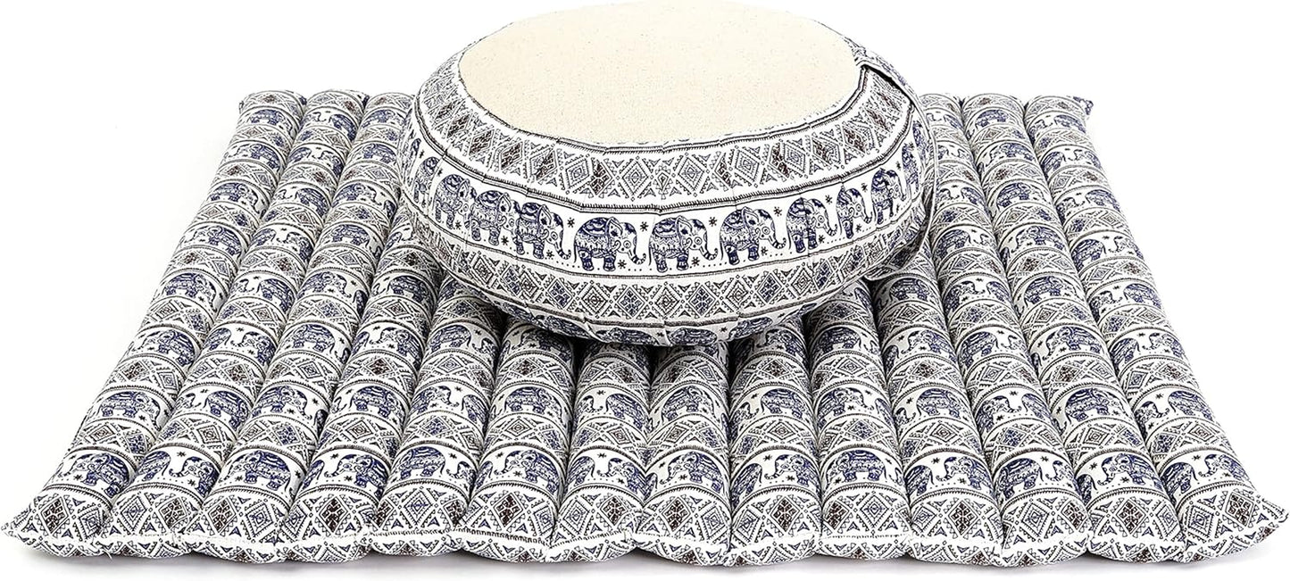 Meditation Cushion Set — Zafu & Roll-Up Zabuton with Kapok Fill