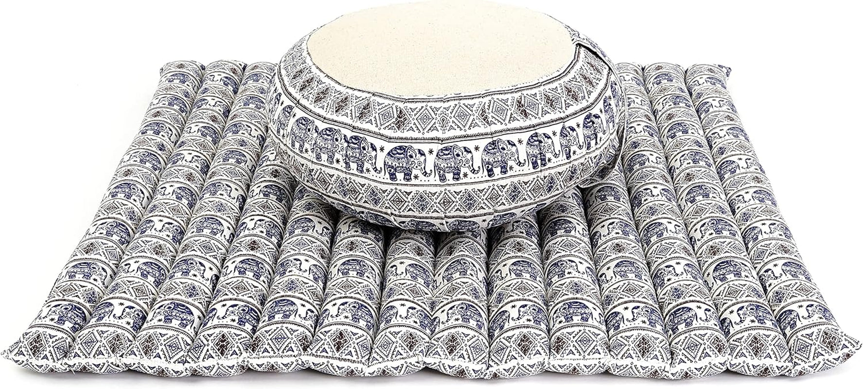 Meditation Cushion Set — Zafu & Roll-Up Zabuton with Kapok Fill