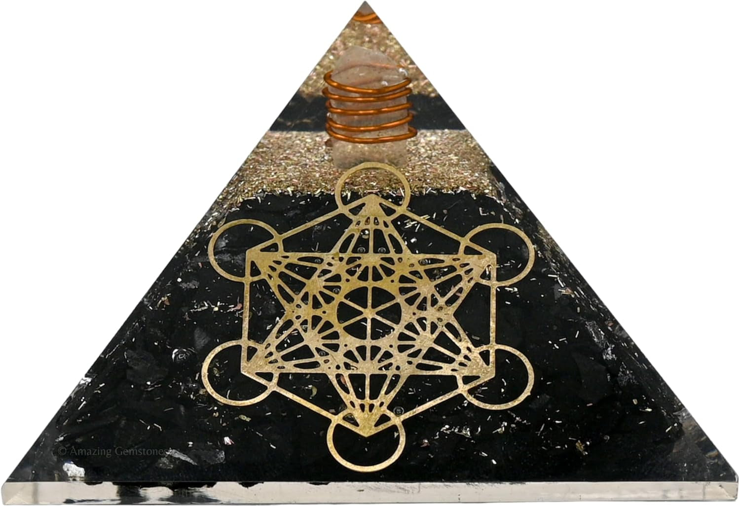 Black Tourmaline Orgone Pyramid – Lotus Flower of Life Energy Generator for Protection & Healing