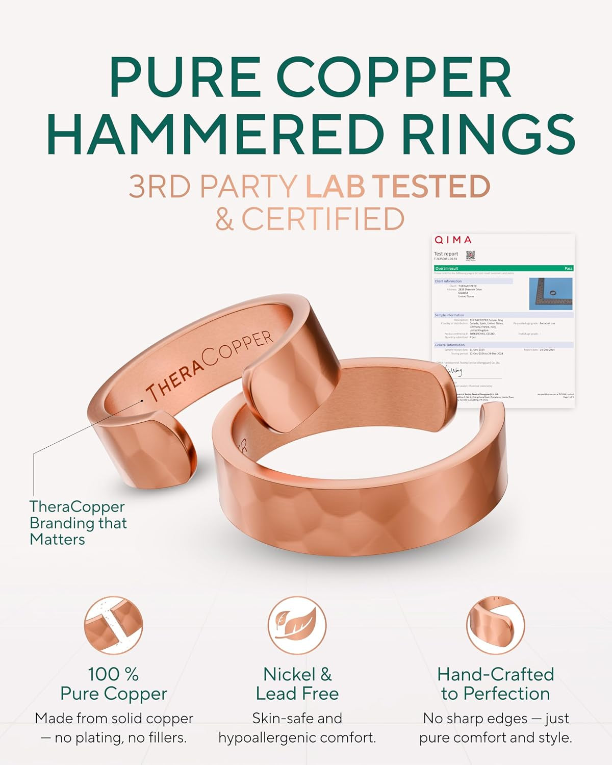Pure Copper Adjustable Rings — Set of 2