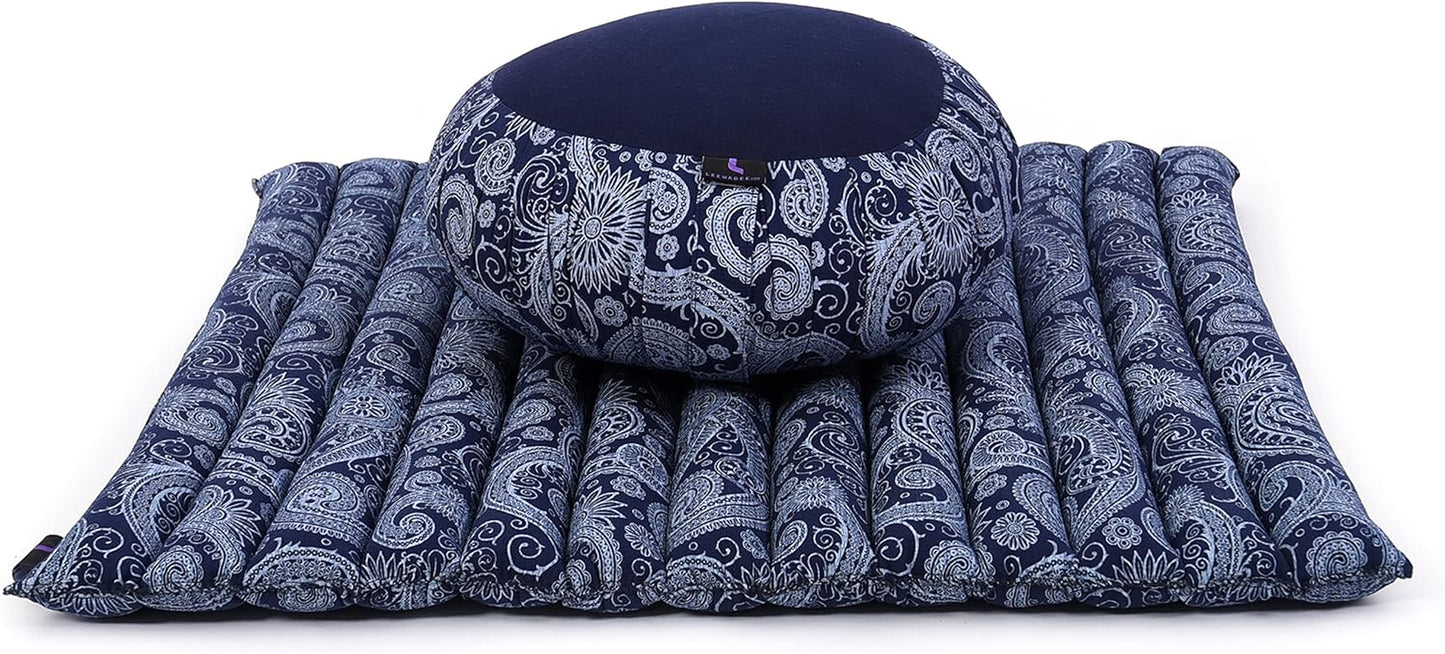 Meditation Cushion Set — Zafu & Roll-Up Zabuton with Kapok Fill
