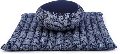 Meditation Cushion Set — Zafu & Roll-Up Zabuton with Kapok Fill