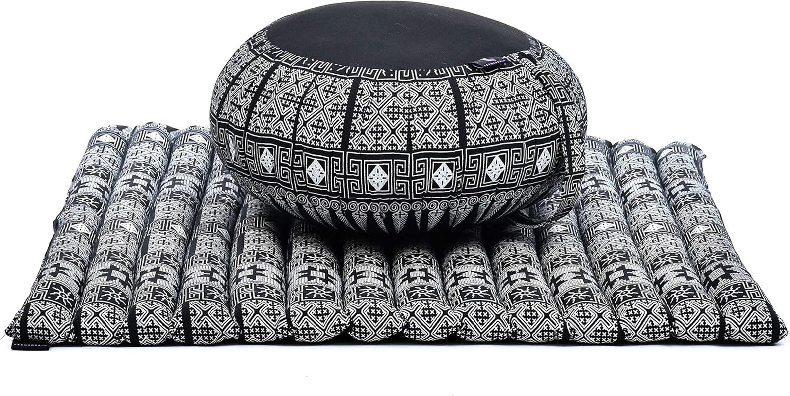Meditation Cushion Set — Zafu & Roll-Up Zabuton with Kapok Fill