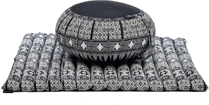 Meditation Cushion Set — Zafu & Roll-Up Zabuton with Kapok Fill