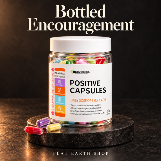 bottled encouragement in a dark FES studio setting