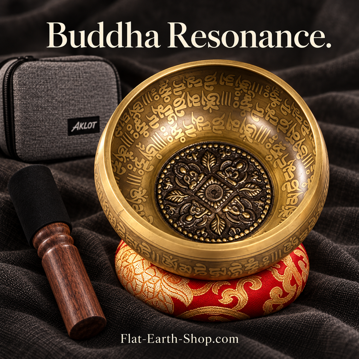 buddha resonance singing bowl set in dark studio