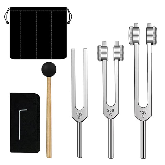 Premium Tuning Forks Set - 128 Hz, 256 Hz, 512 Hz | Perfect for Chakra Alignment, Healing, and Sound Therapy | Elevate Body, Mind, and Spirit