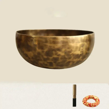 Large Tibetan Malang Singing Bowl Set — Vintage Brass & Copper Sound Healing Instrument for Meditation & Sacred Spaces