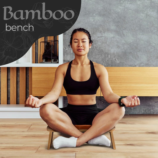 Bamboo Meditation Bench with Cushion — Foldable & Ergonomic
