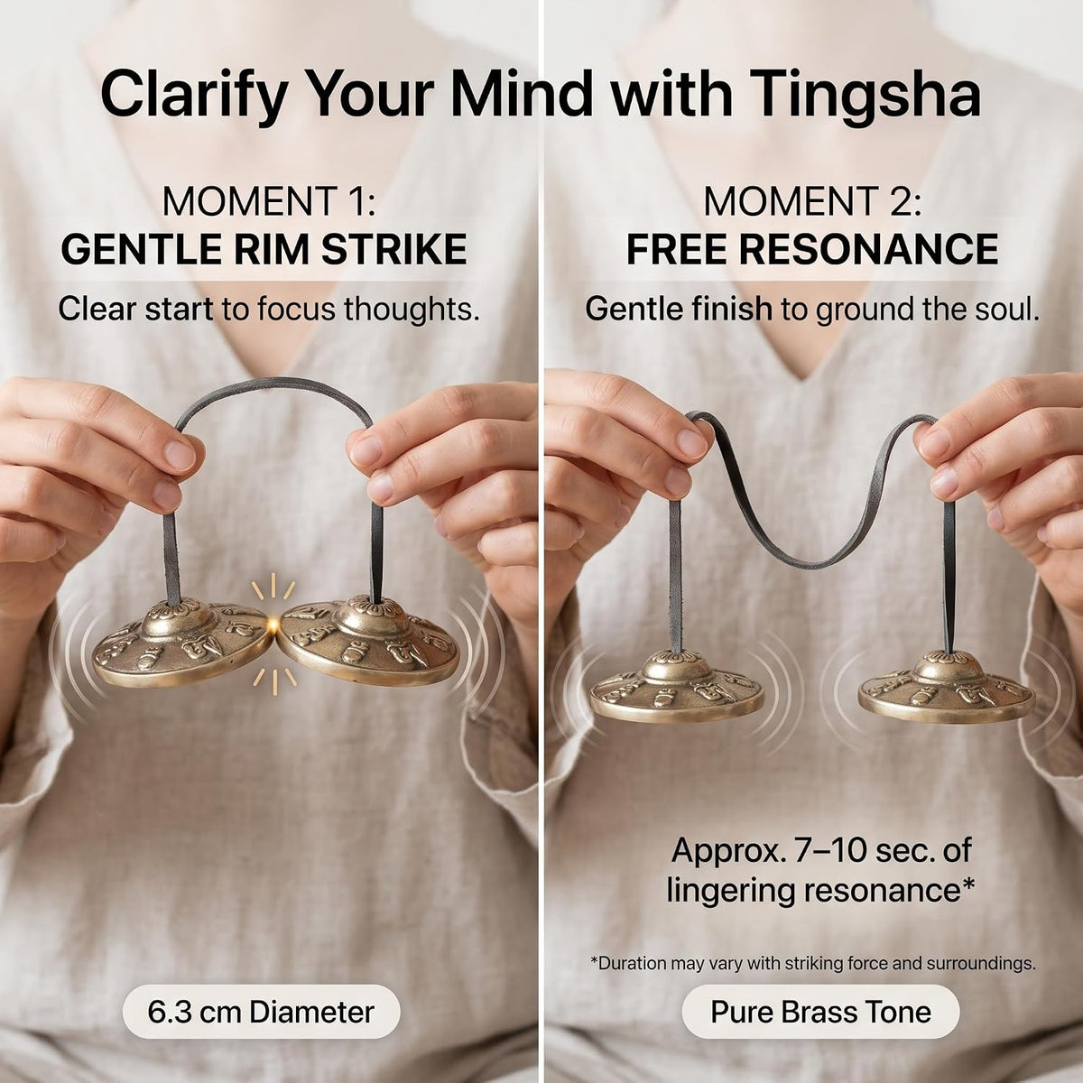 Singing Bowl & Tingsha Set — Copper Chime | 3.6 Inch