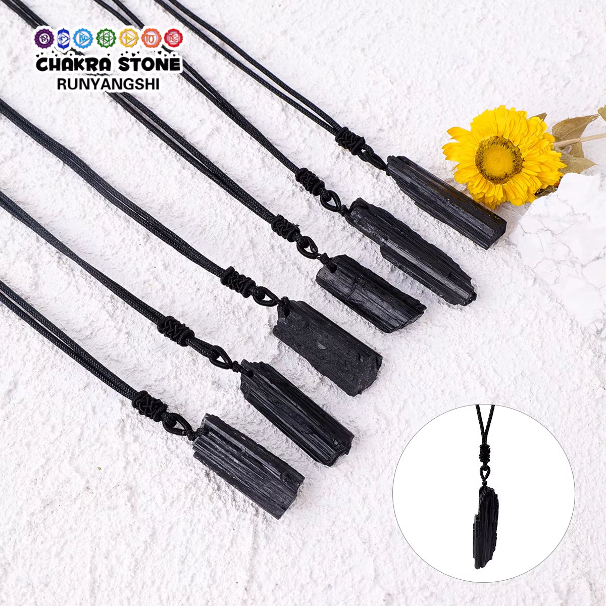 Raw Black Tourmaline Crystal Pendant – EMF Protection & Energy Shielding Necklace