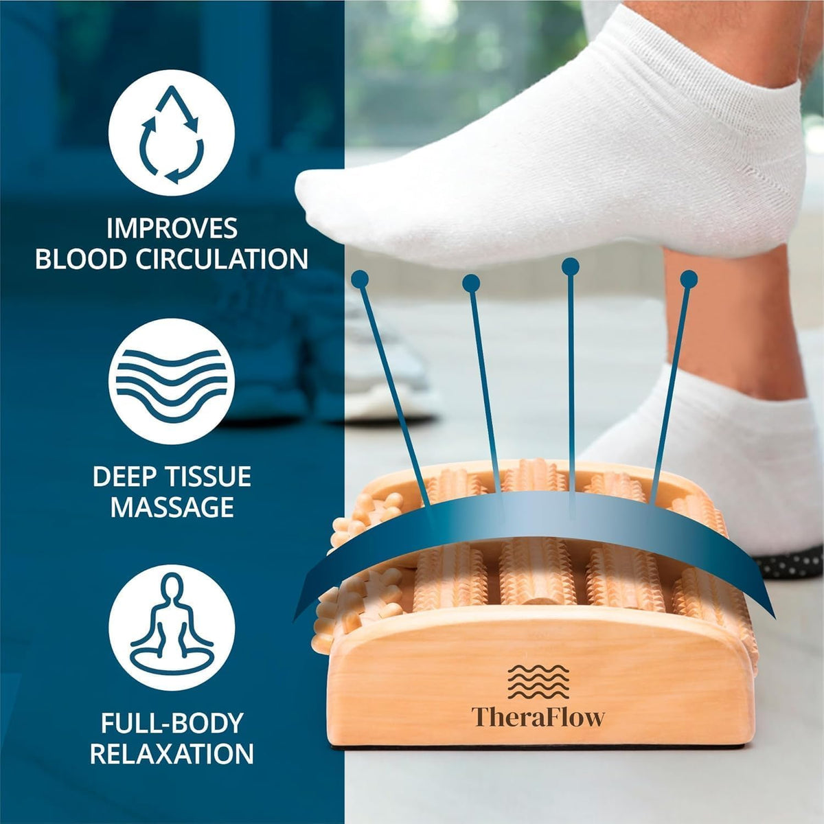 Wooden Foot Massage Roller — Grounded Comfort | Dual Foot