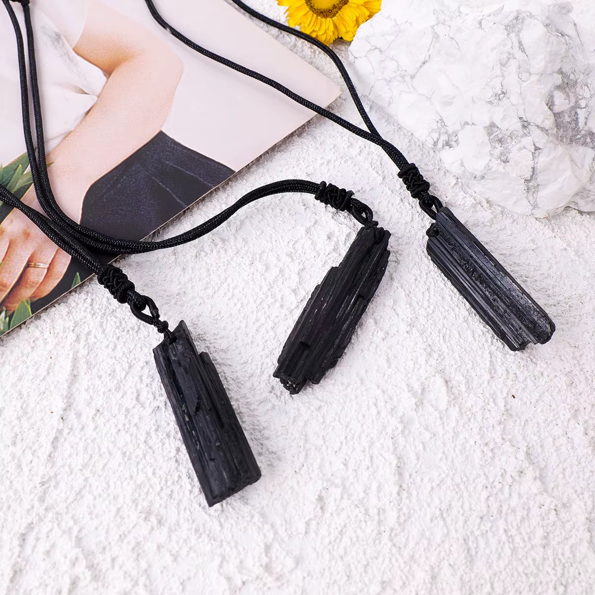 Raw Black Tourmaline Crystal Pendant – EMF Protection & Energy Shielding Necklace