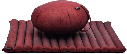 Meditation Cushion Set — Zafu & Roll-Up Zabuton with Kapok Fill